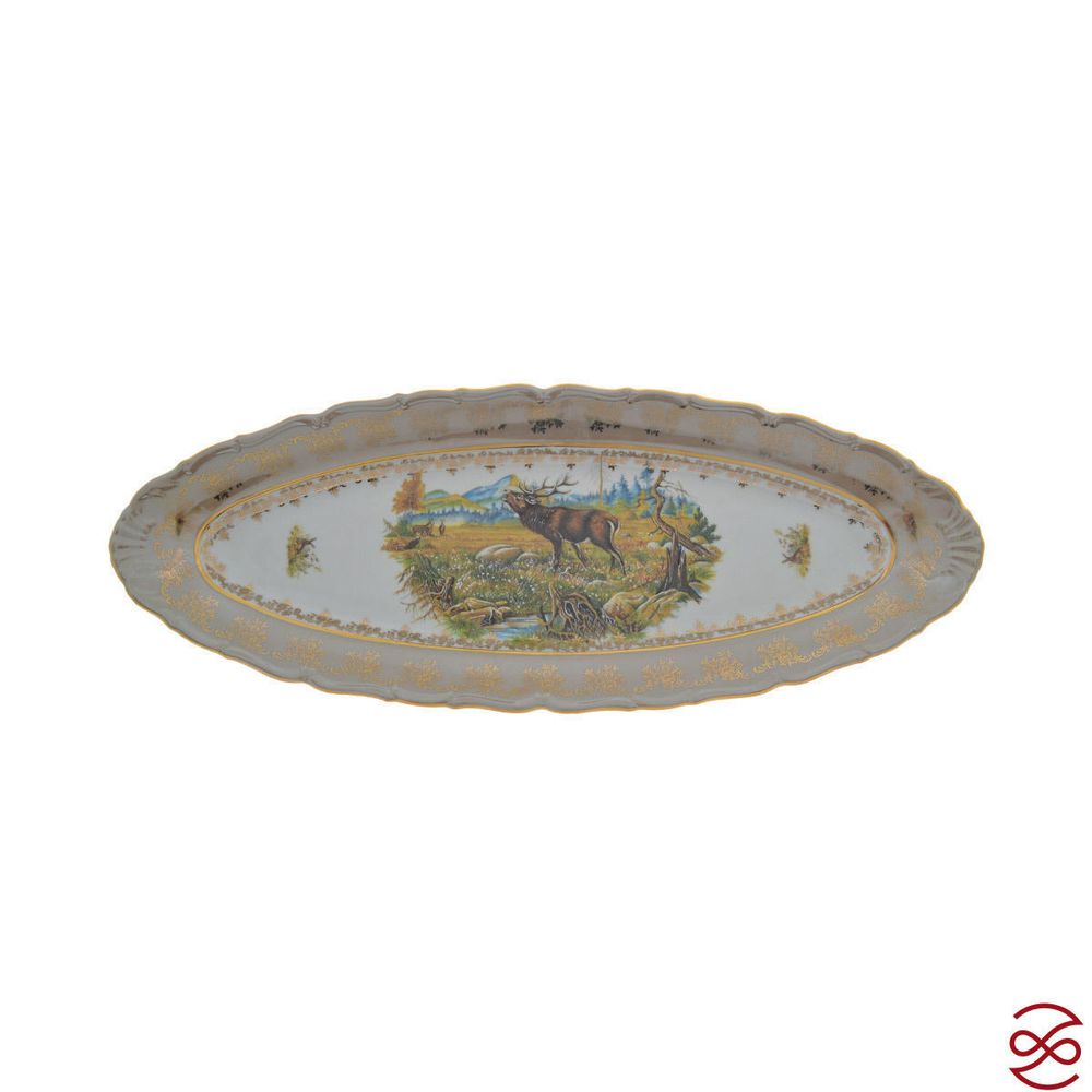 Блюдо для рыбы Queen's Crown Aristokrat Охота бежевая 56 см