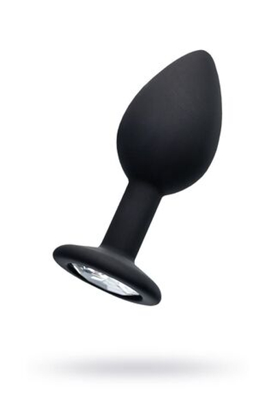 Черная анальная втулка с прозрачным стразом - 7,2 см. (Цвет: черный)