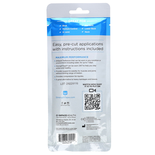 Strengthtape, Набор кинезиологических лент, для спины и шеи, 6 предварительно нарезанных полосок