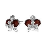 Серьги Орхидея с вишневым янтарем