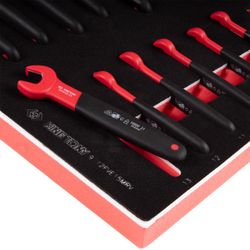 KING TONY (9-12FVE15MRV) Набор рожковых диэлектрических ключей, 7-24 мм, ложемент, 15 предметов