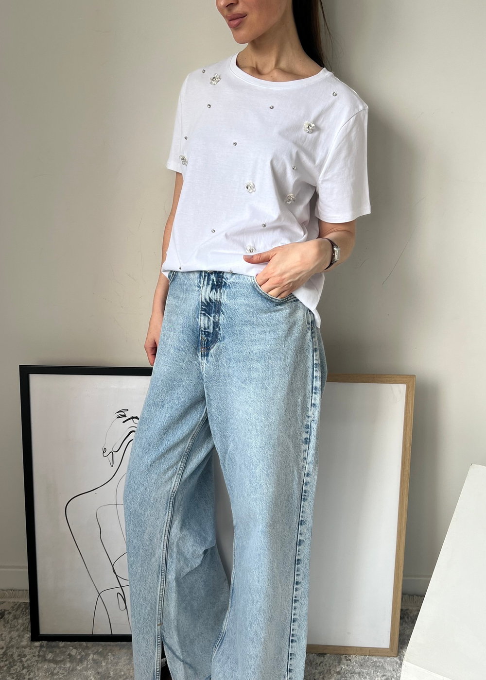 Хлопковая футболка Zara, L