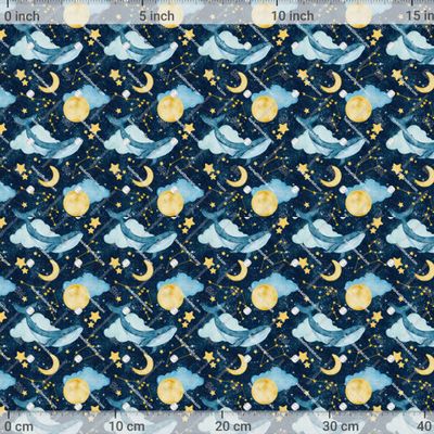Киты в Небе паттерн Детский Созвездия Звезды  by LuiDesignStudio 1200 DPI