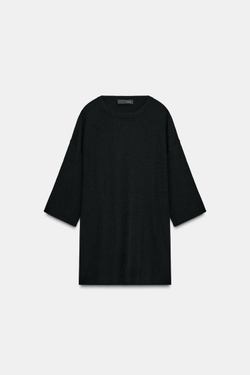 ZARA ТРИКОТАЖНЫЙ ТОП ОВЕРСАЙЗ, ЧЕРНЫЙ