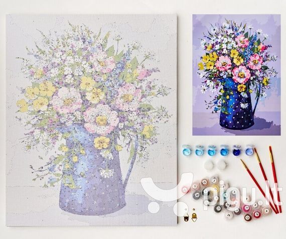 Картина по номерам Летний букет в лейке