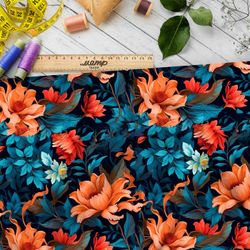 Ткань премиум флис цветочные акценты в сумерках