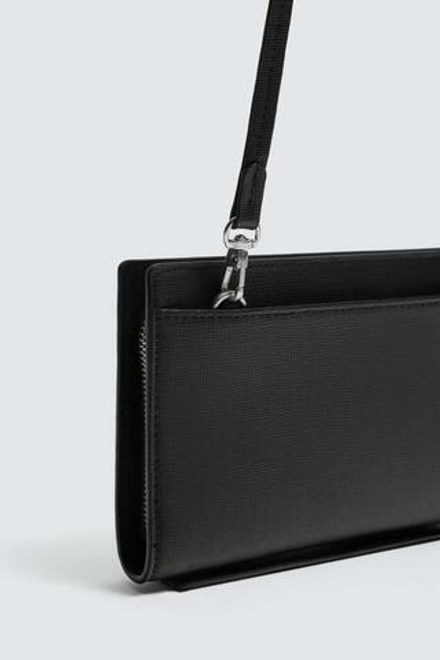 ZARA КОШЕЛЕК-КЛАТЧ XL С ТЕКСТУРОЙ, ЧЕРНЫЙ