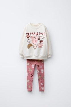 ZARA КОМПЛЕКТ: ТОЛСТОВКА И ЛЕГГИНСЫ PEPPA PIG ™, ЭКРЮ