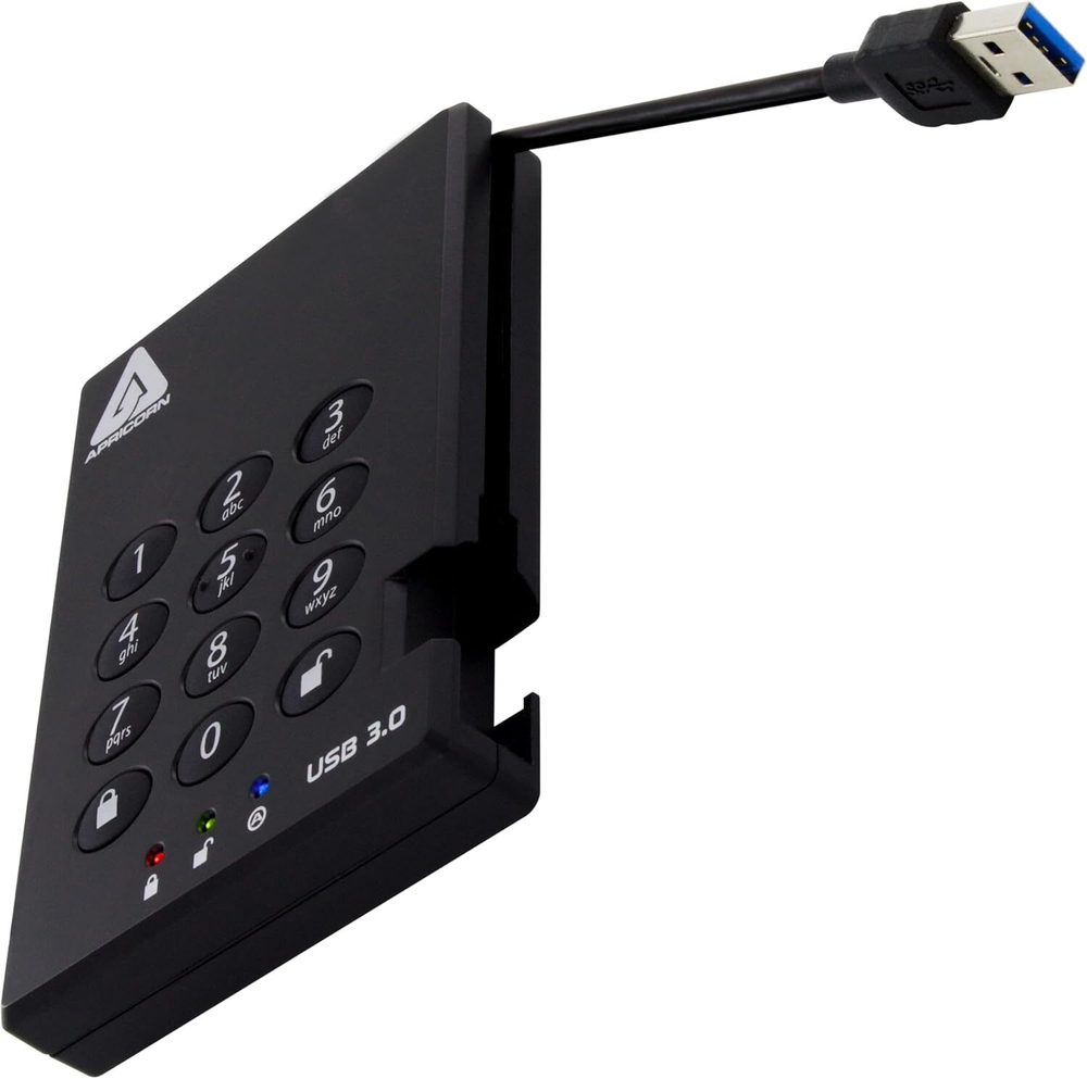 Apricorn Aegis Padlock 500GB — Аппаратно-шифруемый внешний жесткий диск Военное шифрование AES 256-bit XTS и защита от физического взлома
