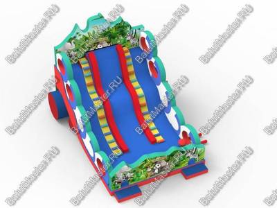 Большой надувной батут-горка "Сказочные богатыри" 13*9*10 м