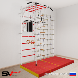 Шведская стенка Sv Sport усиленная 62340 (Турник рукоход/Брусья/Канат/Кольца/Лестница/Мат 2м/Канатный лаз)