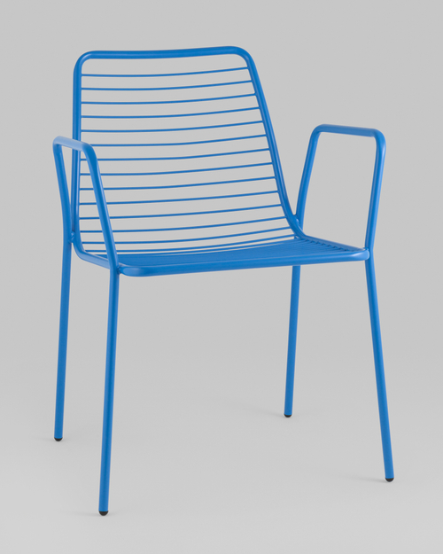 Стул с подлокотниками Дели металл голубой