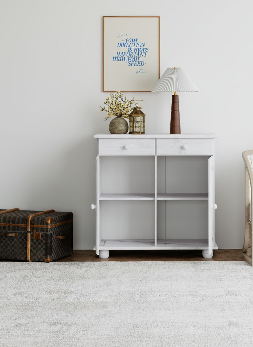 Тумба 90х39х83, Лена, двухдверная (буфет для кухни напольный), белый, Dipriz