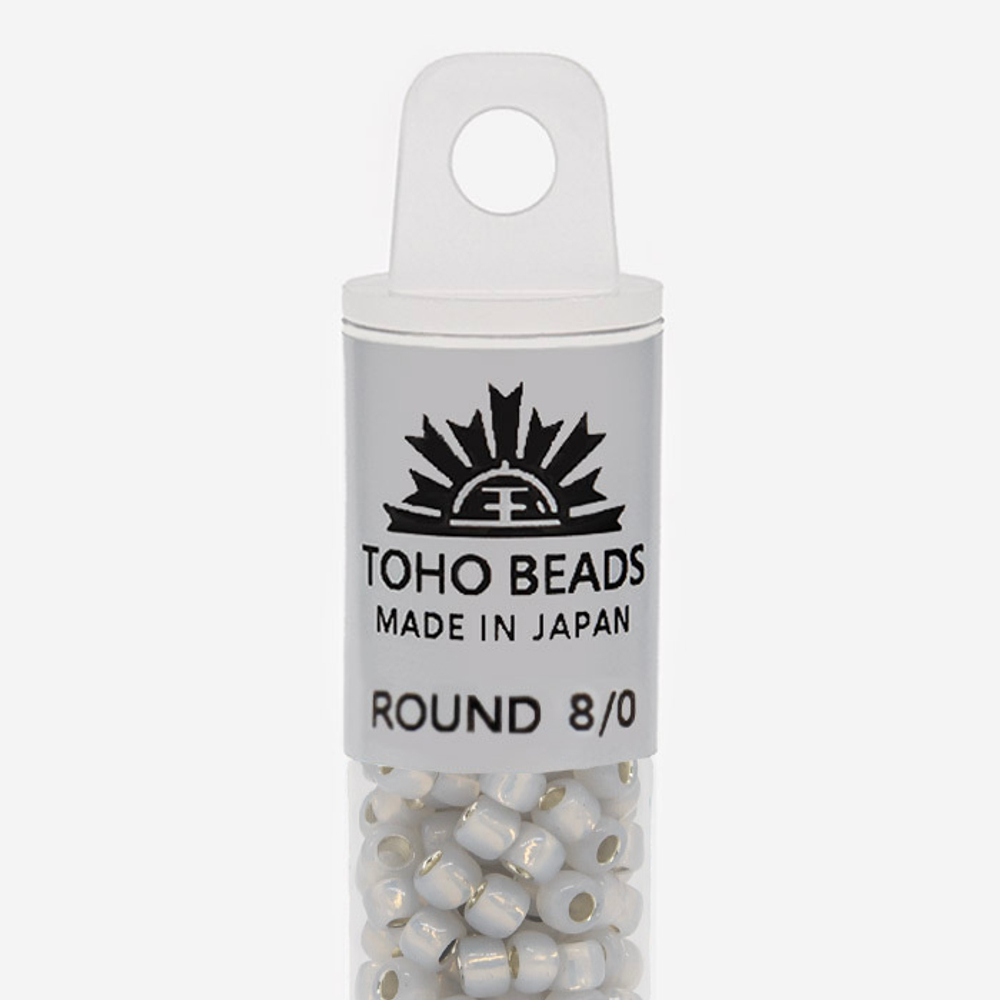 Японский бисер TOHO Round 8/0 (№2101), с внутренним серебрением, непрозрачный глянцевый
