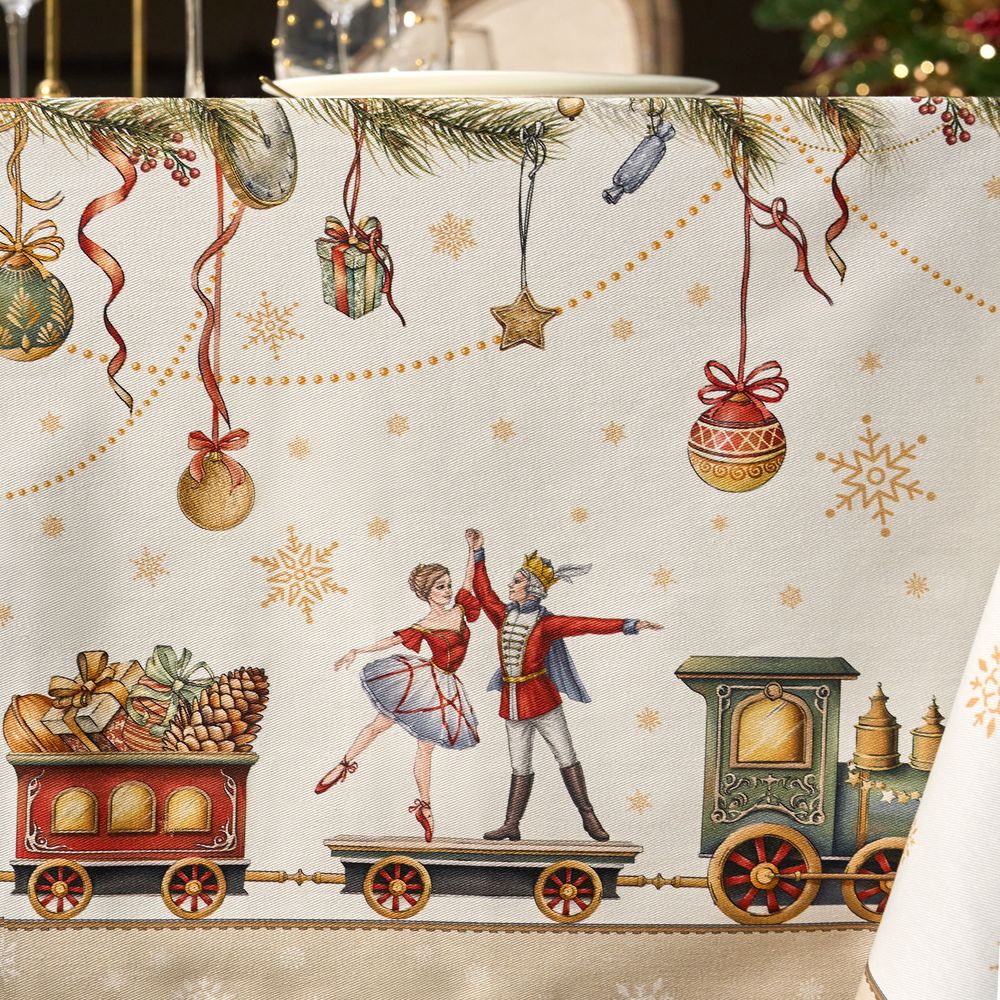 СКАТЕРТЬ "ЩЕЛКУНЧИК" 160Х220СМ БЕЖЕВЫЙ,100% ХЛОПОК,ТВИЛ