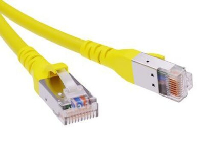 Патч-корд экранированный  CAT6A S/FTP 4х2, LSZH, желтый, 2.0м