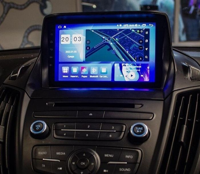 Магнитола для Ford Kuga 2011-2019 (рамка с зазорами) - Parafar PF362XHD на Android 13, CarPlay, 4G SIM-слот