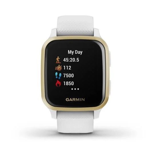 Умные часы Garmin Venu Sq белый с золотистым алюминиевым безелем и с силиконовым ремешком