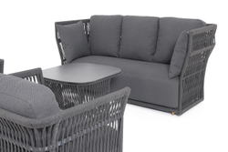 "Лугано" лаунж-зона 5-местная плетеная из роупа (веревки), каркас алюминиевый темно-серый, роуп темно-серый