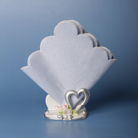 Салфетница-сердце серебряная H 4,5 d 7 для свадебного стола