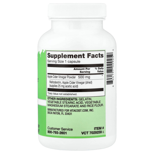 Vitacost, Apple Cider Vinegar Powder, 500 mg, 180 Capsules