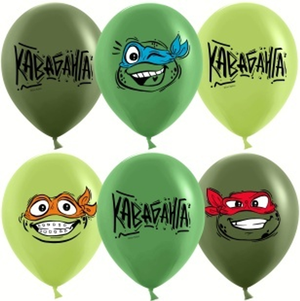 Шар (12""/30 см) Черепашки, Ассорти, пастель, 2 ст, 25 шт.