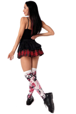 Белые гольфы с малиново-черным принтом (Цвет: белый)