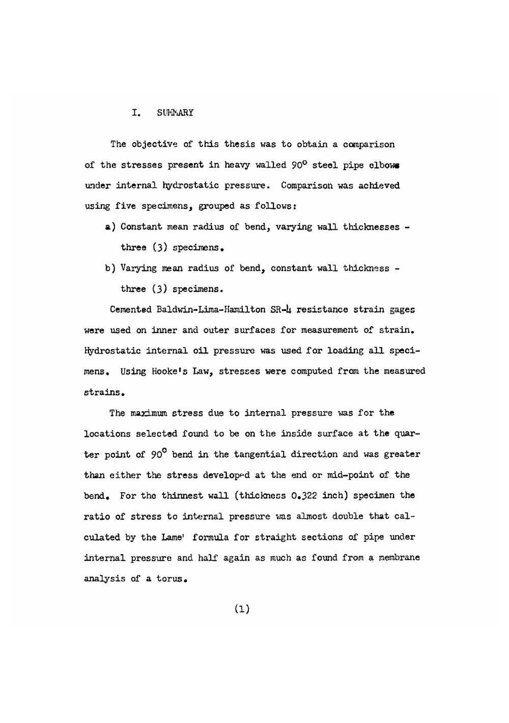 Stresses in pipe ells under internal pressure | Raymond Jean