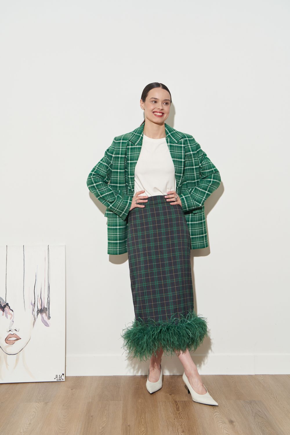 ЮБКА С ПЕРЬЯМИ ТЕМНО-СИНИЙ|ЗЕЛЕНЫЙ|ЗЕЛЕНЫЙ