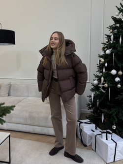 Пуховик Рокет миди шоколад