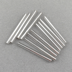 Стеклярус длинный прямой, прозрачный с внутренним серебрением