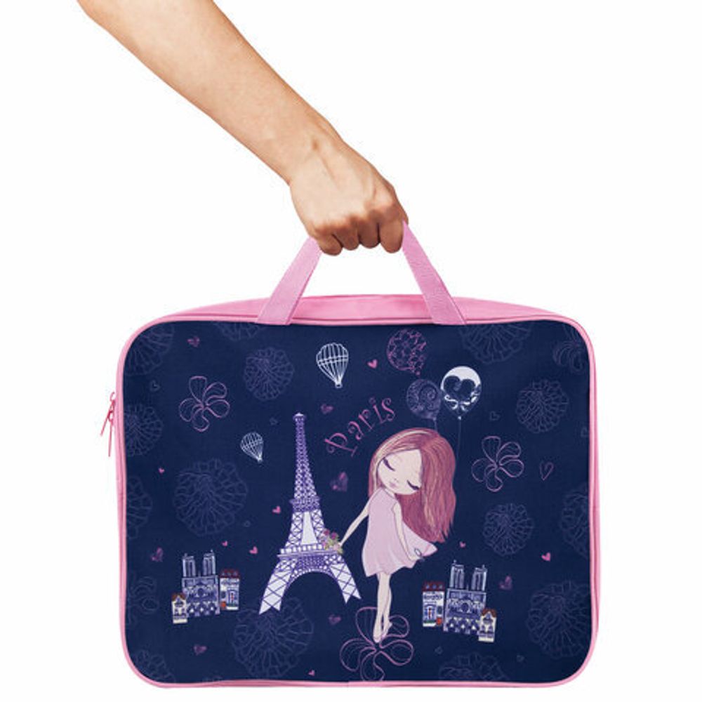 Папка на молнии с ручками BRAUBERG А4, 1 отделение, полиэстер, ширина 80 мм, "Paris", 271131