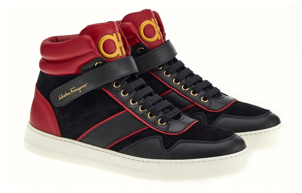 Ferragamo Stylish Skateboarding Shoes Men"s High top Black