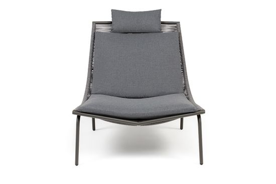 "Авиньон" кресло плетеное из роупа, каркас алюминий серый (RAL7022) муар, роуп серый круглый, ткань темно-серая 027