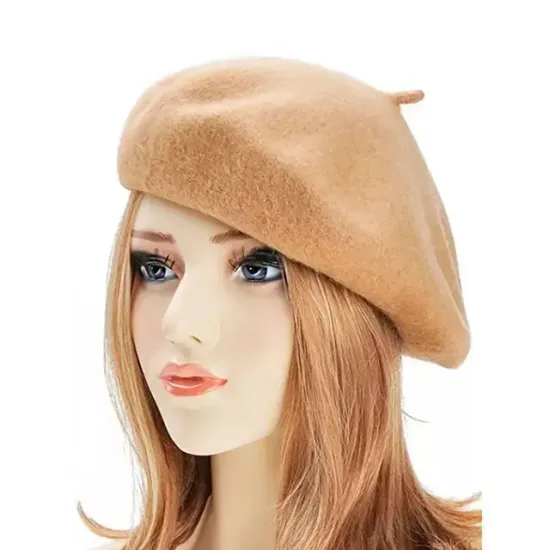 Купить женские и мужские шерстяные береты цвет бежевый недорого