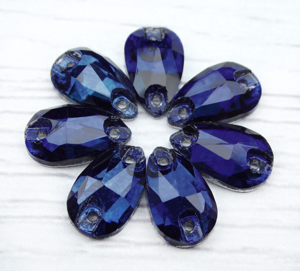 ХК012НН712 Хрустальные стразы круглые пришивные "капля", полуночный синий, размер: 7х12 мм, 10 шт.