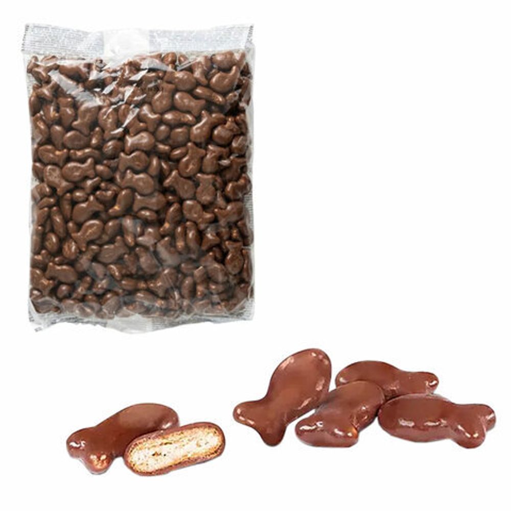 Печенье-крекер ЯШКИНО "Рыбка" в шоколадной глазури, 500 г, пакет, ОС956