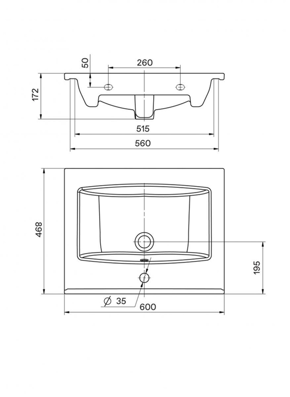 Раковина AQUATON Элина-60, белая (1WH501606)