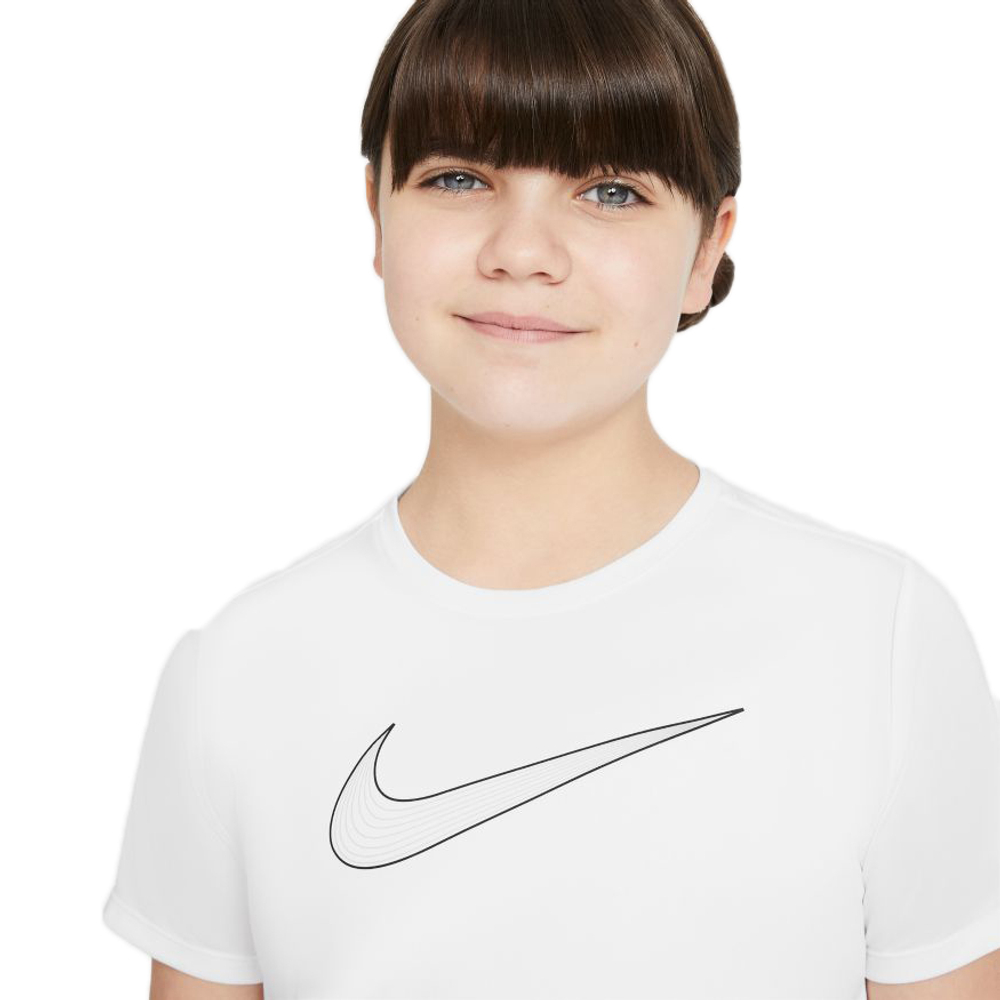 Футболка для девочки теннисная Nike Dri-Fit One SS Top GX G - white/black