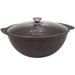 Казан для плова 3,5л со стекл. крышкой АП (кофейный мрамор) кмк37а