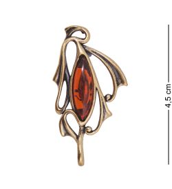 AM-4219 Брошь «Зонтик Готика» (латунь, янтарь)
