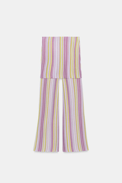 ZARA ДЛИННЫЕ ТРИКОТАЖНЫЕ ЮБКА-БРЮКИ В ПОЛОСКУ, РАЗНОЦВЕТНЫЙ