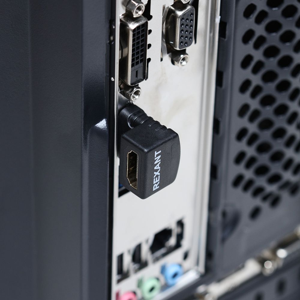 Переходник штекер HDMI - гнездо HDMI, угловой REXANT