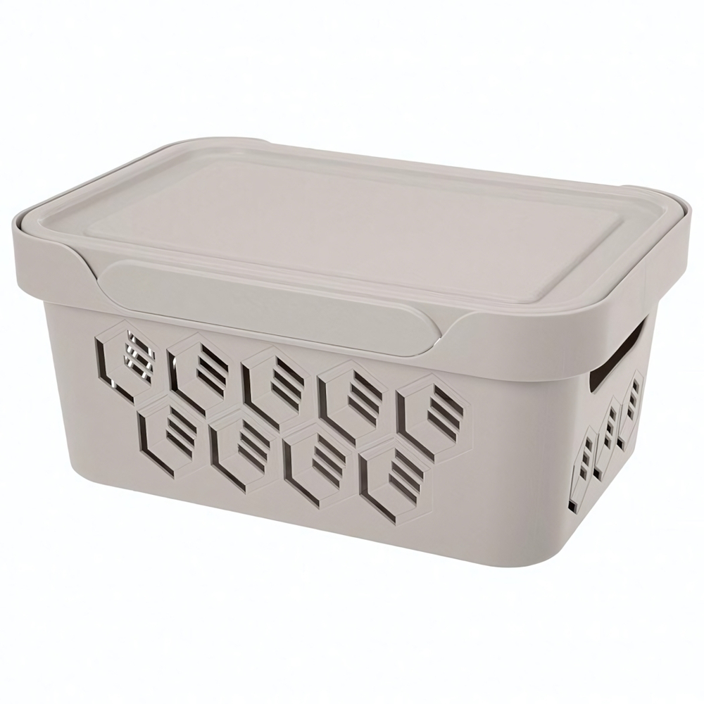 Ящик с крышкой универсальный "deluxe", 270х190х120 мм, 4,6л (светло-бежевый)