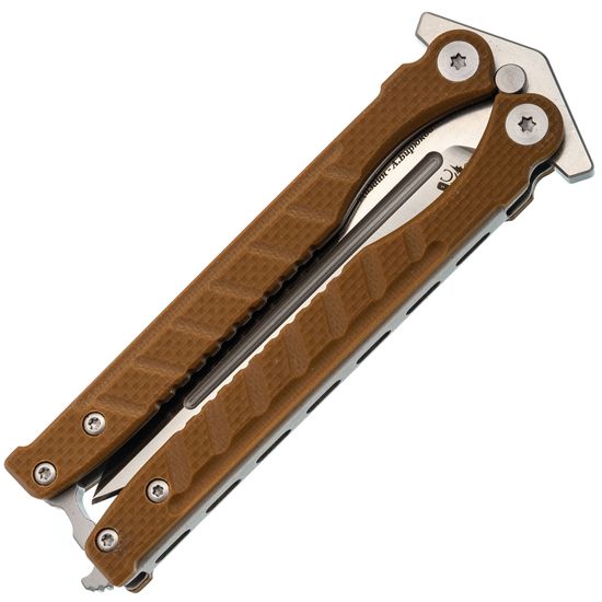 Нож бабочка (балисонг) НОКС Ромул - сталь D2, рукоять песочный G10 205-100401