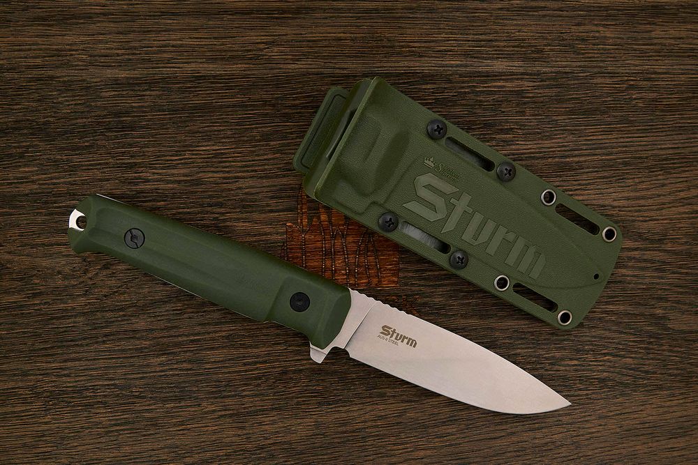 Нож тактический Kizlyar Supreme Sturm, клинок 119мм, сталь AUS-8, рукоять кратон оливковый