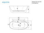 Ванна акриловая,отдельностоящая, AQUATEK AQ-1155778 АПОЛО 1700 * 780 * 600. В Комплекте со сливом и ножками.Цвет: белый глянцевый.
