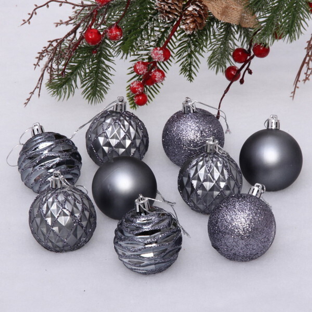 Набор шаров «Diamond shine» 6 см (9 предметов), графит