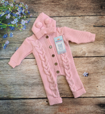 Комбинезон вязаный с капюшоном с пумпонами "АйШах" (штанишки) (Цвет: Фиолетовый, Размер: 26)