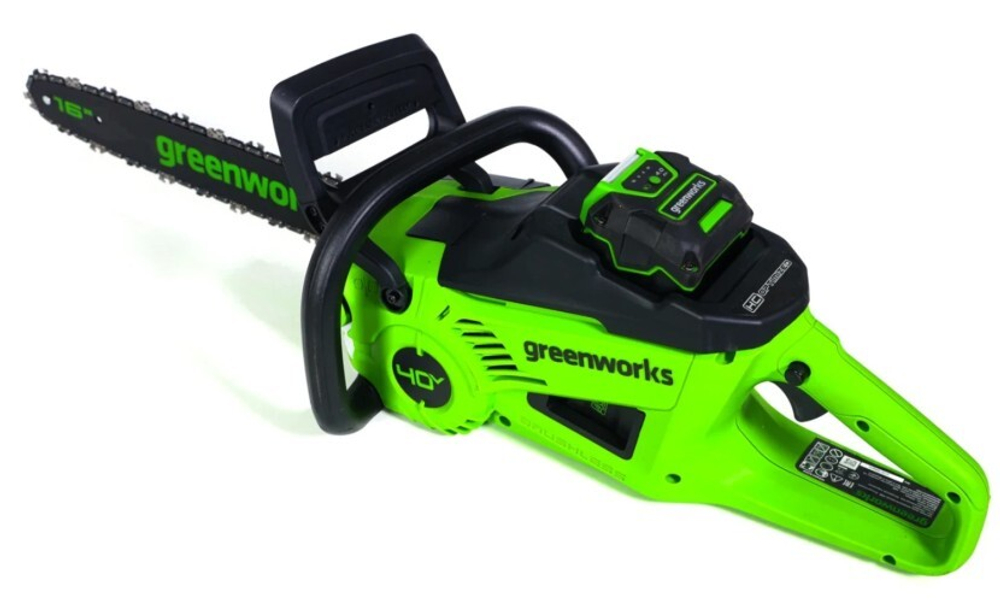 Пила цепная аккумуляторная GREENWORKS GD40CS20X 40V, 40 см, 2000 Вт, б/щ, АКБ 8Ач и ЗУ 2008807UH